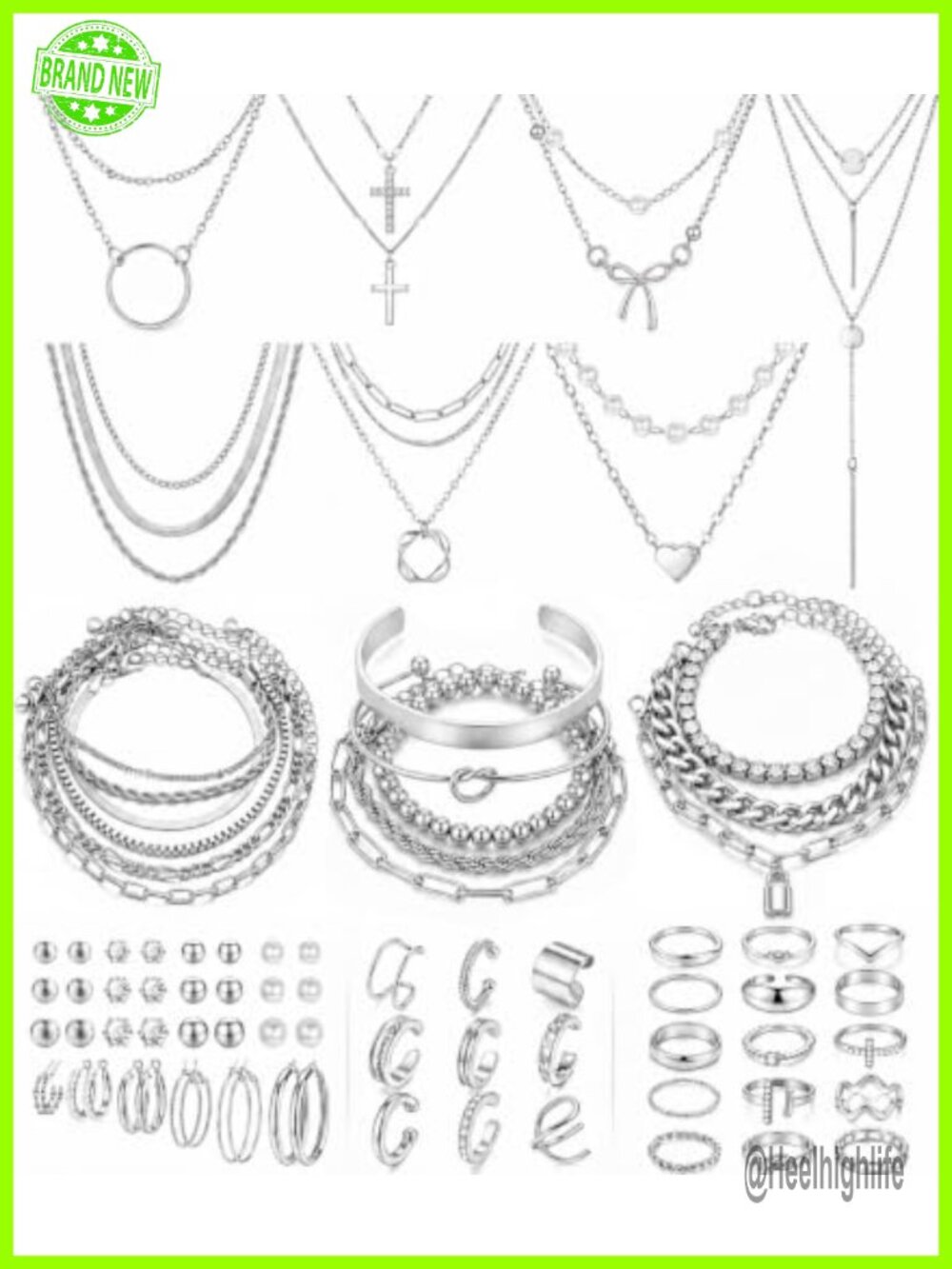 73 Pc Gold Plated Jewelry Set Necklaces Bracelets Rings Earrings